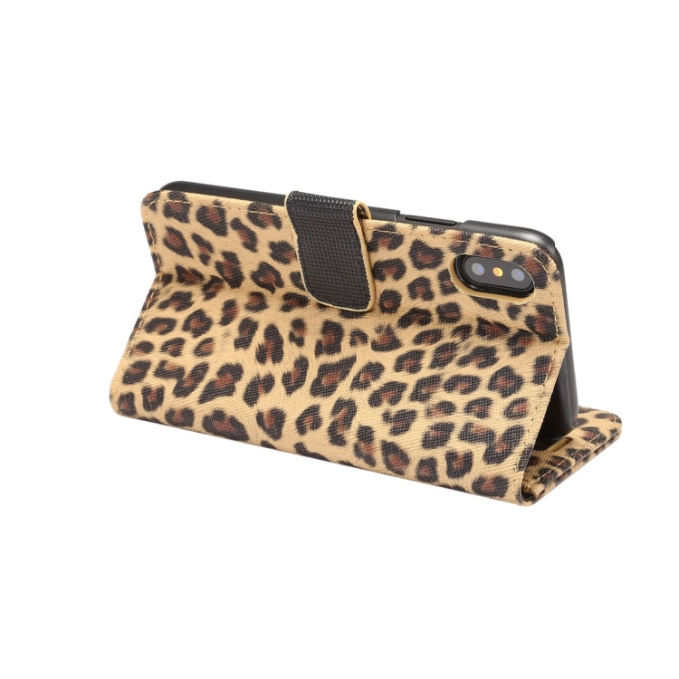 For iPhone X Leopard Pattern PU + PC Horizontal Flip Leather Protective Case with Holder & Card Slots, For X