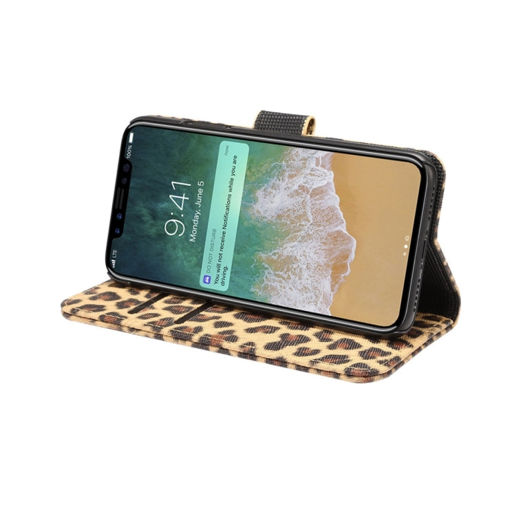 For iPhone X Leopard Pattern PU + PC Horizontal Flip Leather Protective Case with Holder & Card Slots, For X