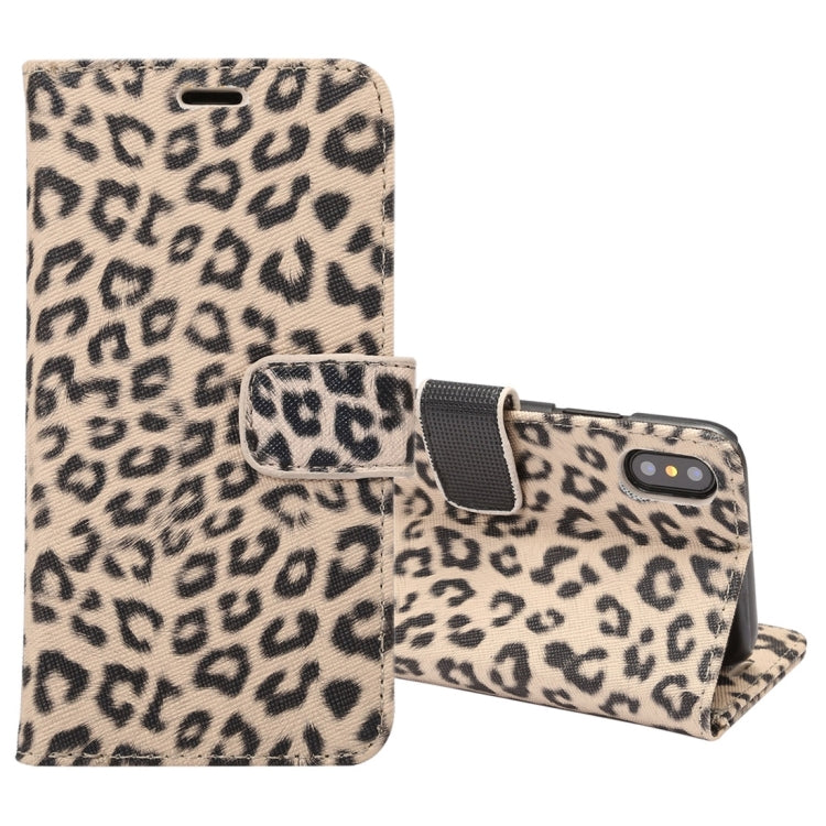 For iPhone X Leopard Pattern PU + PC Horizontal Flip Leather Protective Case with Holder & Card Slots
