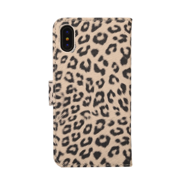 For iPhone X Leopard Pattern PU + PC Horizontal Flip Leather Protective Case with Holder & Card Slots