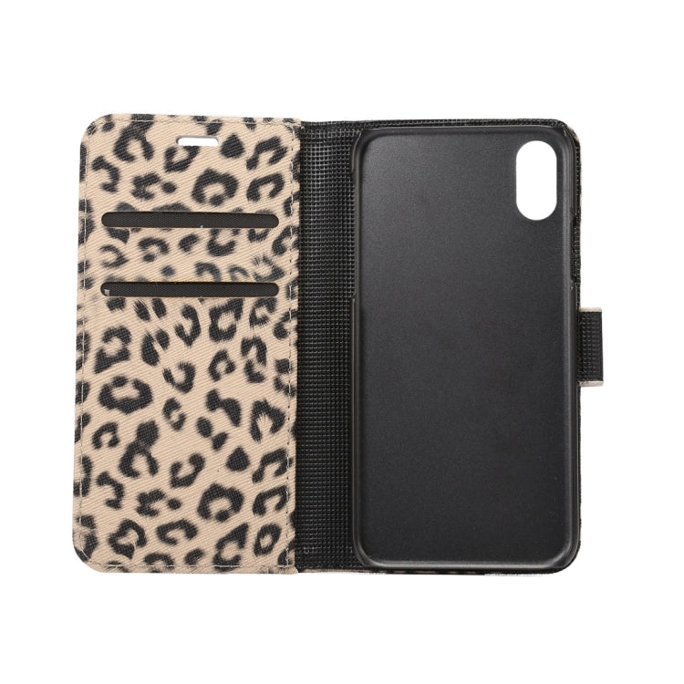 For iPhone X Leopard Pattern PU + PC Horizontal Flip Leather Protective Case with Holder & Card Slots