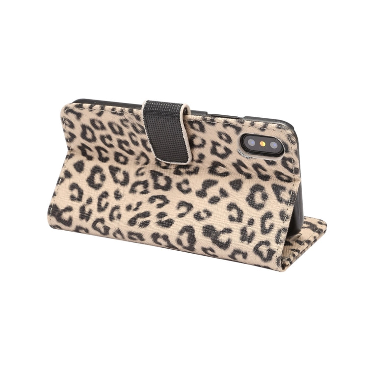 For iPhone X Leopard Pattern PU + PC Horizontal Flip Leather Protective Case with Holder & Card Slots