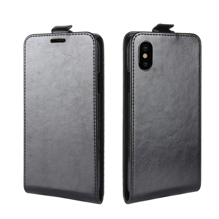 For iPhone X / XS Crazy Horse Texture Vertical Flip Leather Case with Card Slot & Photo Frame, For iPhone X