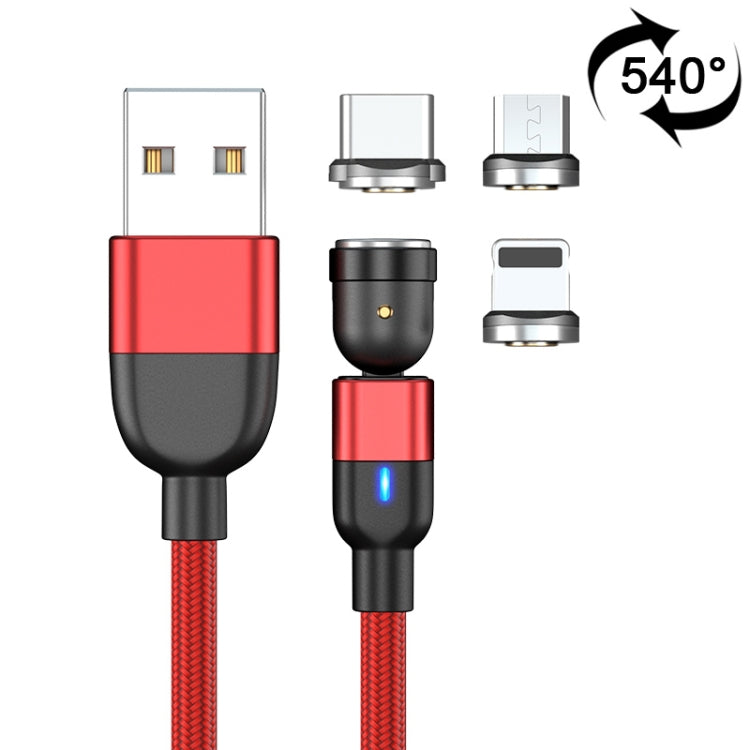 Câble de chargement magnétique rotatif à 540 degrés, 2 m, sortie 3 A, 3 en 1, USB vers 8 broches + USB-C / Type-C + Micro USB, synchronisation de données, 2 m
