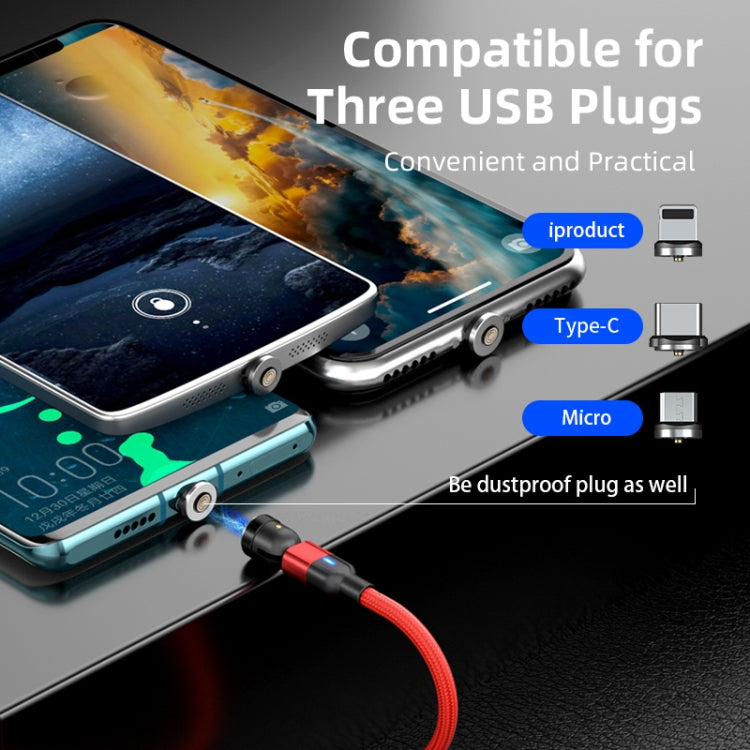Câble de chargement magnétique rotatif à 540 degrés, 2 m, sortie 3 A, 3 en 1, USB vers 8 broches + USB-C / Type-C + Micro USB, synchronisation de données, 2 m