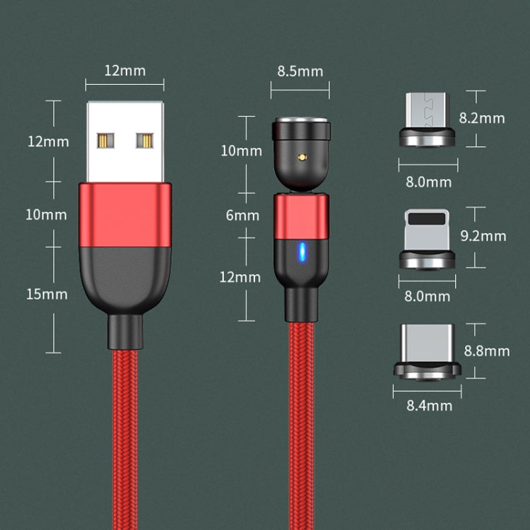 Câble de chargement magnétique rotatif à 540 degrés, 2 m, sortie 3 A, 3 en 1, USB vers 8 broches + USB-C / Type-C + Micro USB, synchronisation de données, 2 m