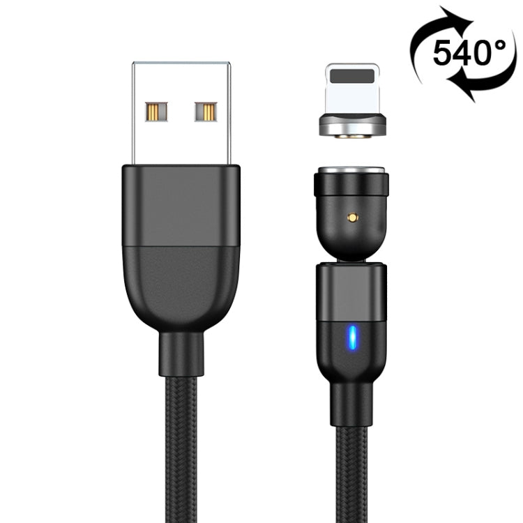 Câble de chargement et de synchronisation de données magnétique rotatif à 540 degrés, sortie USB 3 A vers 8 broches, 1 m, 8 broches