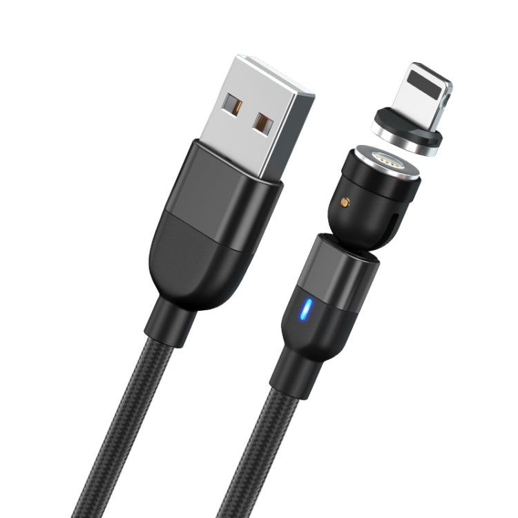 Câble de chargement et de synchronisation de données magnétique rotatif à 540 degrés, sortie USB 3 A vers 8 broches, 1 m, 8 broches