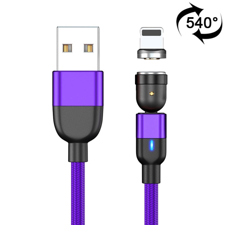 Câble de chargement et de synchronisation de données magnétique rotatif à 540 degrés, sortie USB 3 A vers 8 broches, 1 m, 8 broches