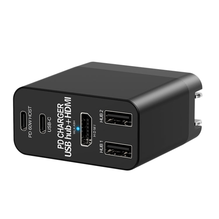 X8H 60W Type-C + USB + HDMI HUB PD Charger, US Plug, X8H