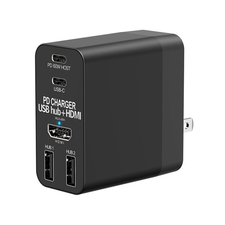 X8H 60W Type-C + USB + HDMI HUB PD Charger, US Plug, X8H