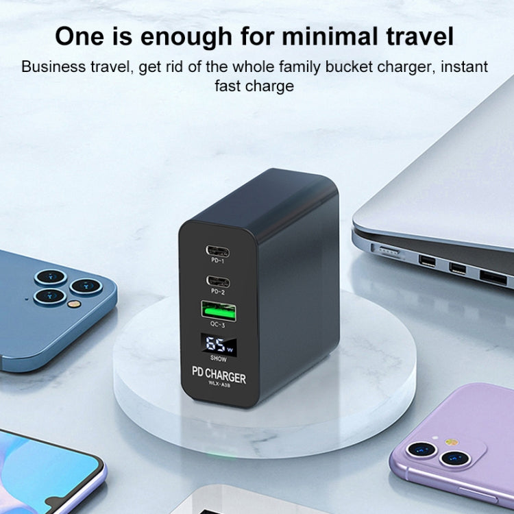 A3B 65W Output USB-C / Type-C x 2 + USB HUB PD Charger, US Plug, A3B