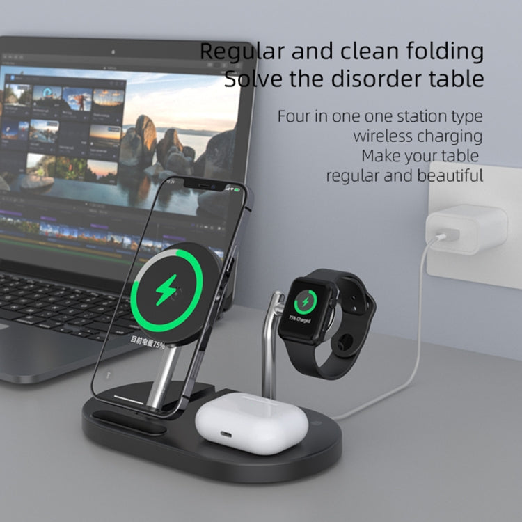 S20 4 in 1 15W Multifunctional Magnetic Wireless Charger with Night Light & Holder for Mobile Phones / AirPods, S20 White