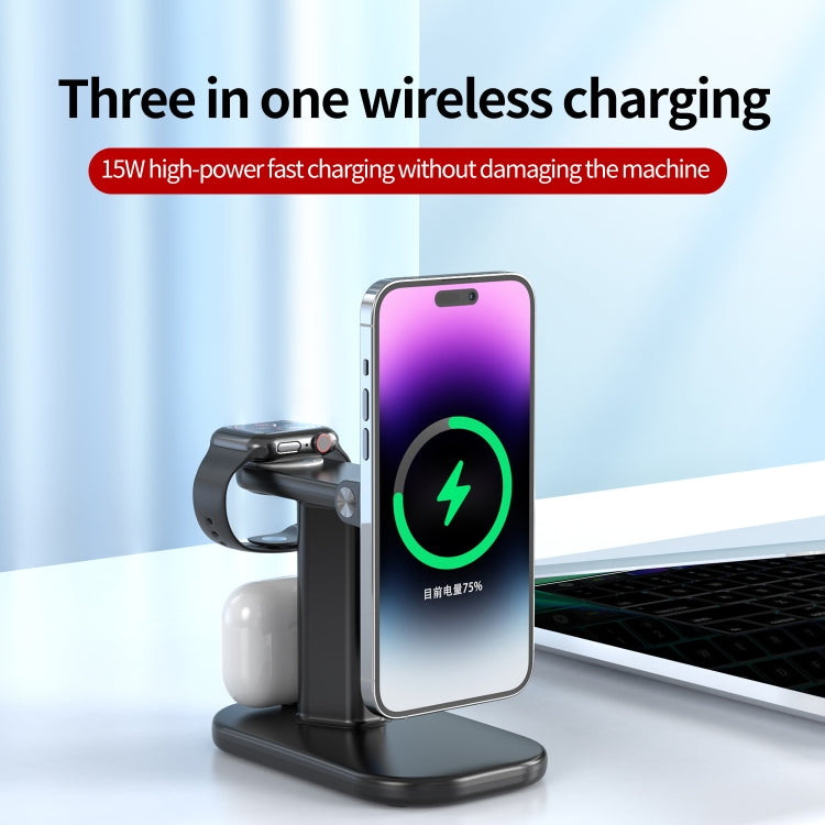 JJT-A70 15W 3 in 1 Multifunctional Magnetic Wireless Charging Holder, JJT-A70