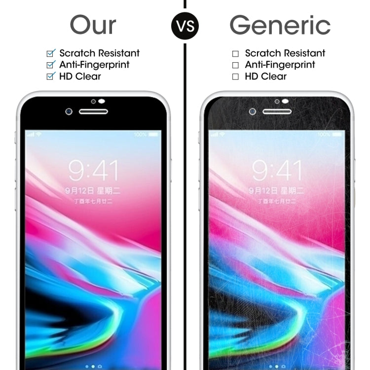 For iPhone 8 Plus 0.26mm 9H Surface Hardness 2.5D Explosion-proof Full Screen Silk-screen Tempered Glass Screen Film