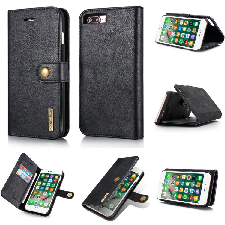 DG.MING for iPhone 8 Plus & iPhone 7 Plus Crazy Horse Texture Horizontal Flip Detachable Magnetic Protective Case with Holder & Card Slots & Wallet, iPhone 8P & 7P
