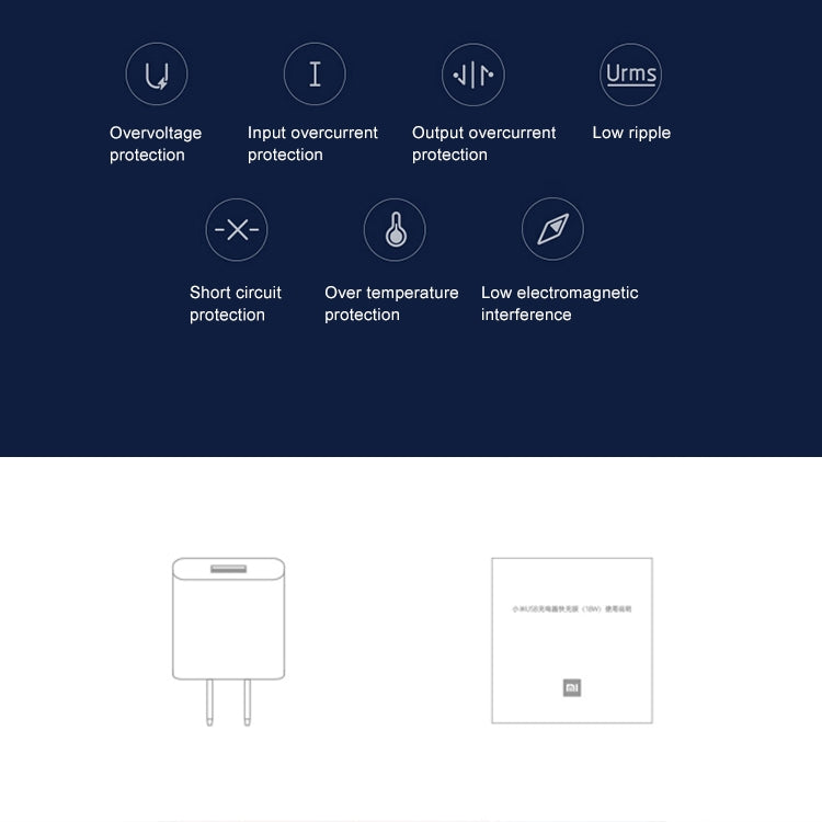 Original Xiaomi 18W Wall Charger Adapter Single Port USB Quick Charger, US Plug, 18W