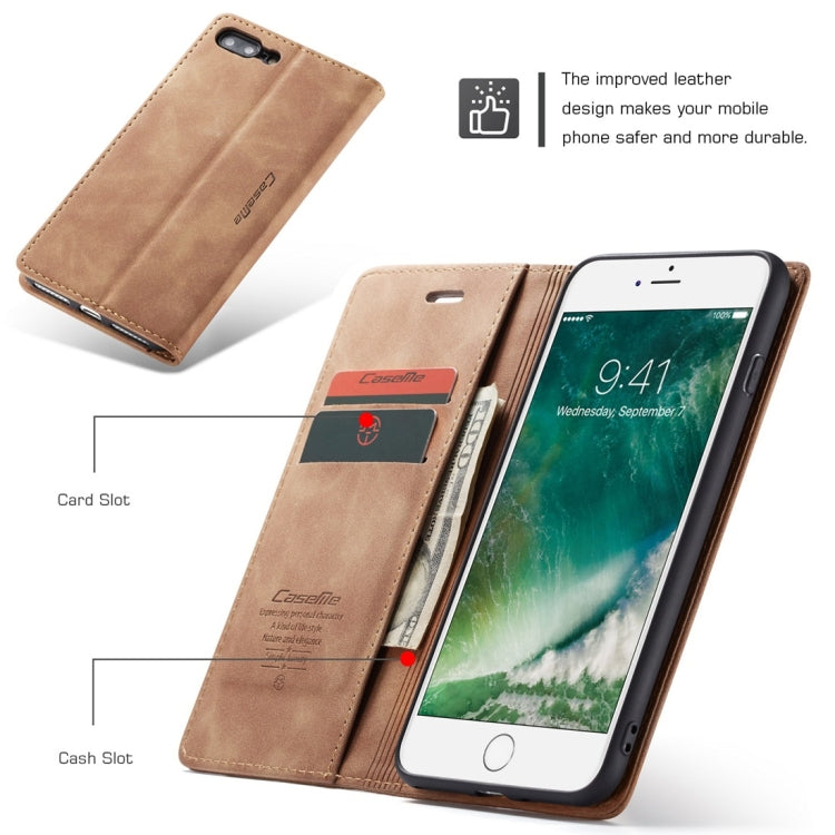 CaseMe-013 Multifunctional Retro Frosted Horizontal Flip Leather Case for iPhone 7 Plus / 8 Plus, with Card Slot & Holder & Wallet