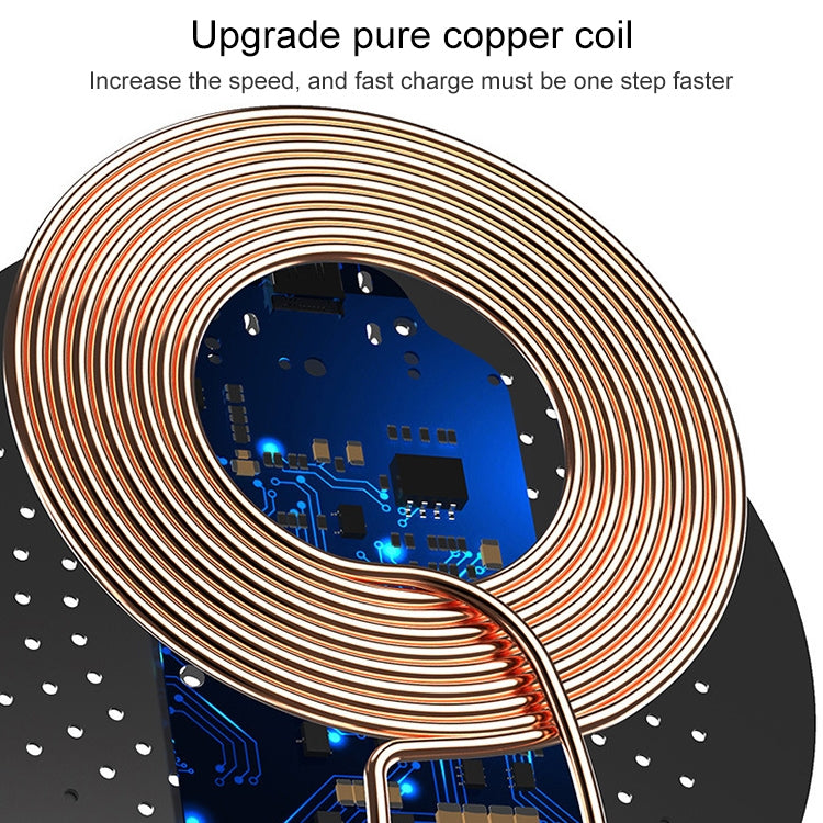 Chargeur sans fil rapide standard Qi TOVYS-KC-N5, sortie 9 V 1 A, fil rond givré, longueur du câble : 1 m, blanc givré