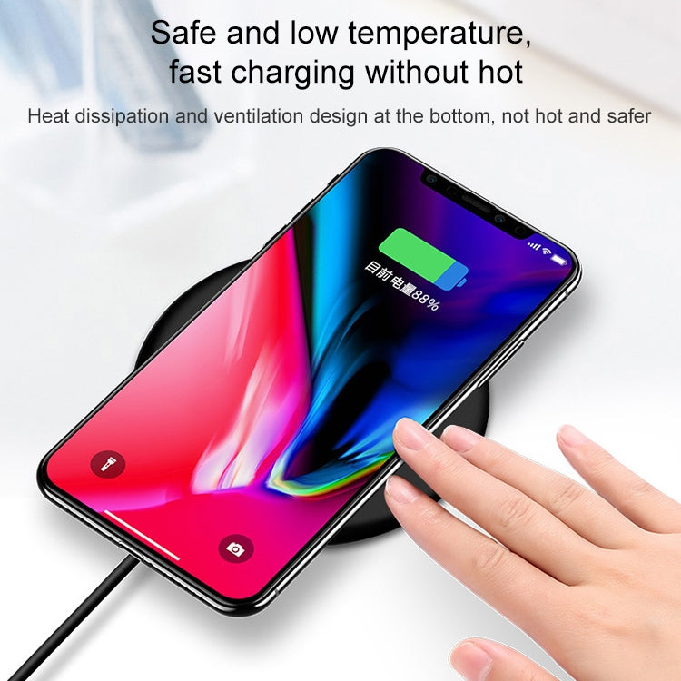 Chargeur sans fil rapide standard Qi TOVYS-KC-N5, sortie 9 V 1 A, fil rond givré, longueur du câble : 1 m, blanc givré