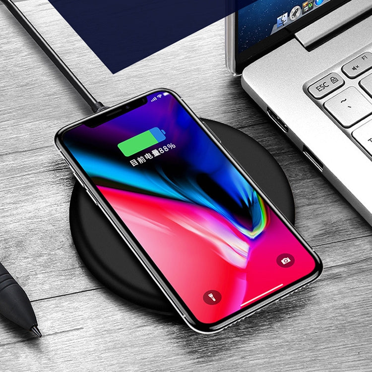 Chargeur sans fil rapide standard Qi TOVYS-KC-N5, sortie 9 V 1 A, fil rond givré, longueur du câble : 1 m, blanc givré