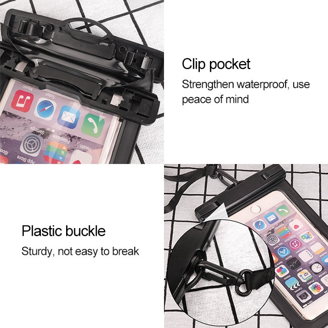 PVC Transparent Universal IPX8 Waterproof Bag with Lanyard for Smart Phones below 6.3 inch
