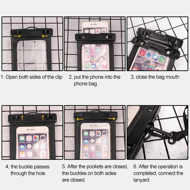 PVC Transparent Universal IPX8 Waterproof Bag with Lanyard for Smart Phones below 6.3 inch