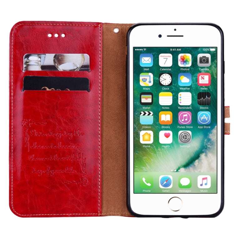 For iPhone 8 Plus & 7 Plus Business Style Oil Wax Texture Horizontal Flip Leather Case with Holder & Card Slots & Wallet