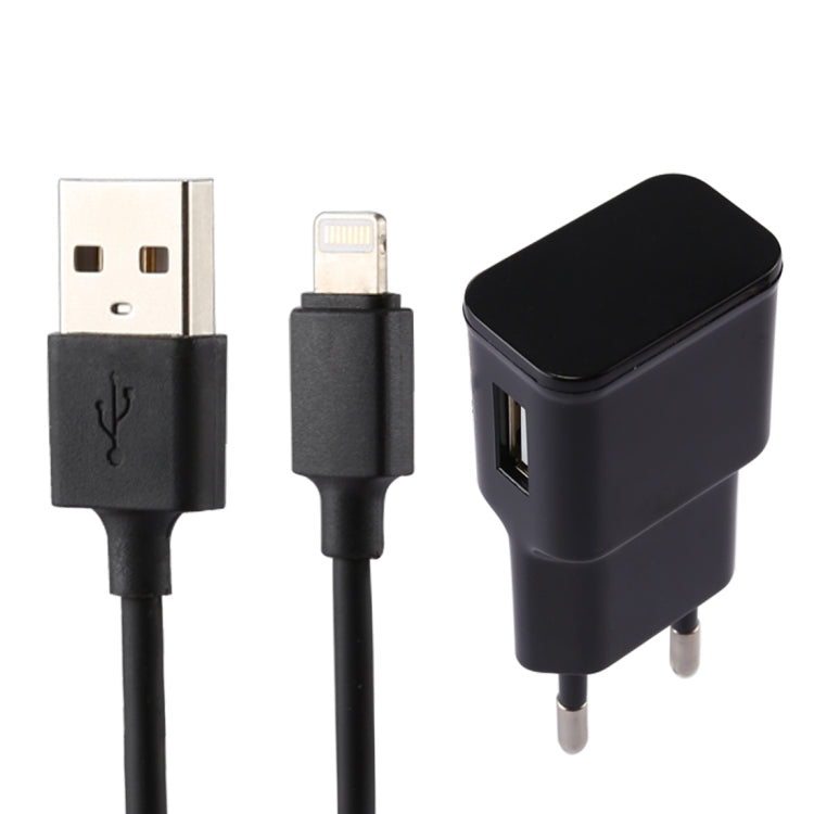 For iPhone 5V 2.1A Intellgent Identification USB Charger with 1m USB to 8 Pin Charging Cable, EU Plug