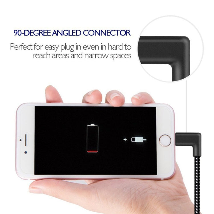 Câble de chargement et de synchronisation de données USB vers 8 broches en nylon tressé, 1 m, 2 A, double coude, 1 m, 8 broches, 2 A