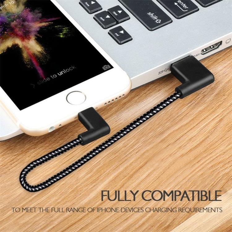 Câble de chargement et de synchronisation de données USB vers 8 broches en nylon tressé, 1 m, 2 A, double coude, 1 m, 8 broches, 2 A