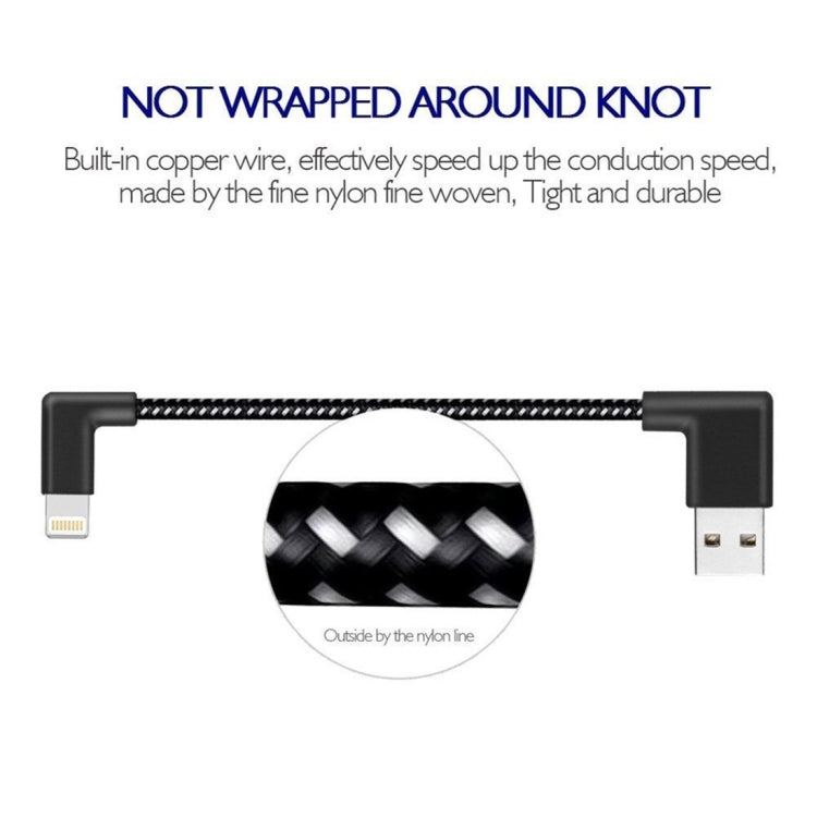 Câble de chargement et de synchronisation de données USB vers 8 broches en nylon tressé, 1 m, 2 A, double coude, 1 m, 8 broches, 2 A
