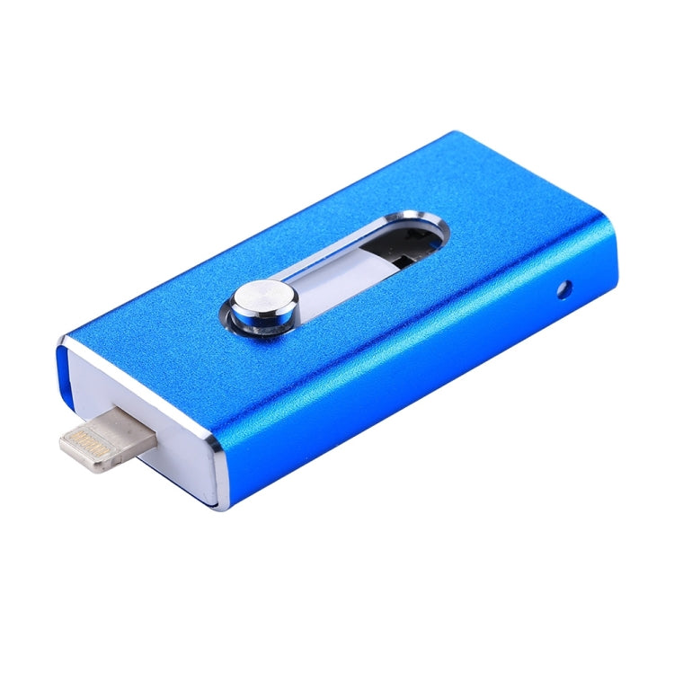 RQW-02 3 in 1 USB 2.0 & 8 Pin & Micro USB 64GB Flash Drive, RQW-02 Blue