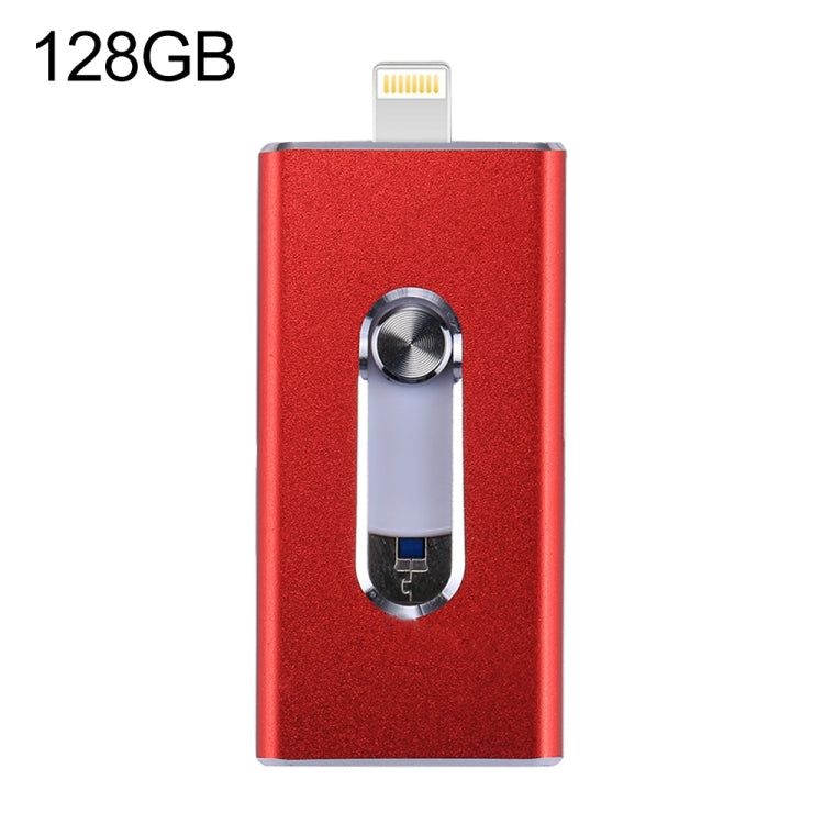 RQW-02 3 in 1 USB 2.0 & 8 Pin & Micro USB 128GB Flash Drive, RQW-02 Red