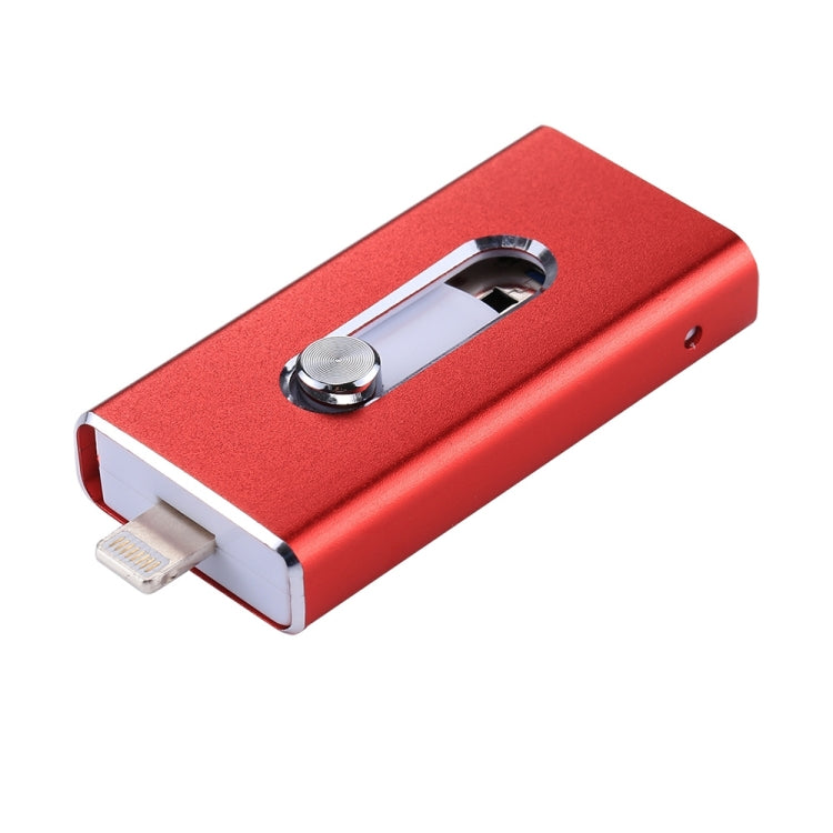 RQW-02 3 in 1 USB 2.0 & 8 Pin & Micro USB 128GB Flash Drive, RQW-02 Red