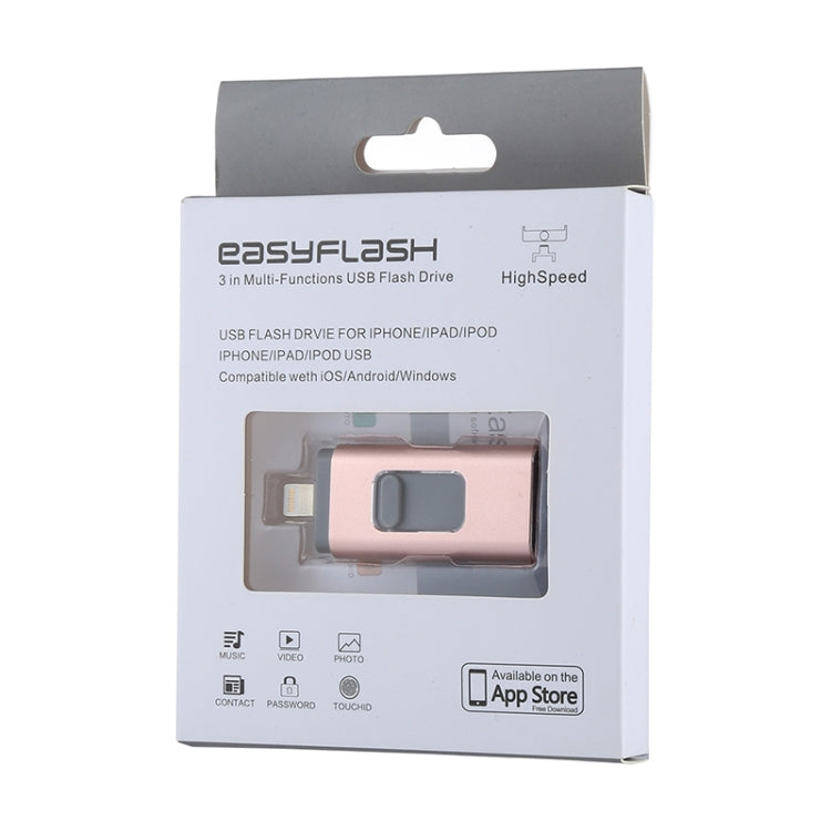 Clé USB 3 en 1 easyflash RQW-01B, 32 Go, USB 2.0, 8 broches et micro USB, or rose