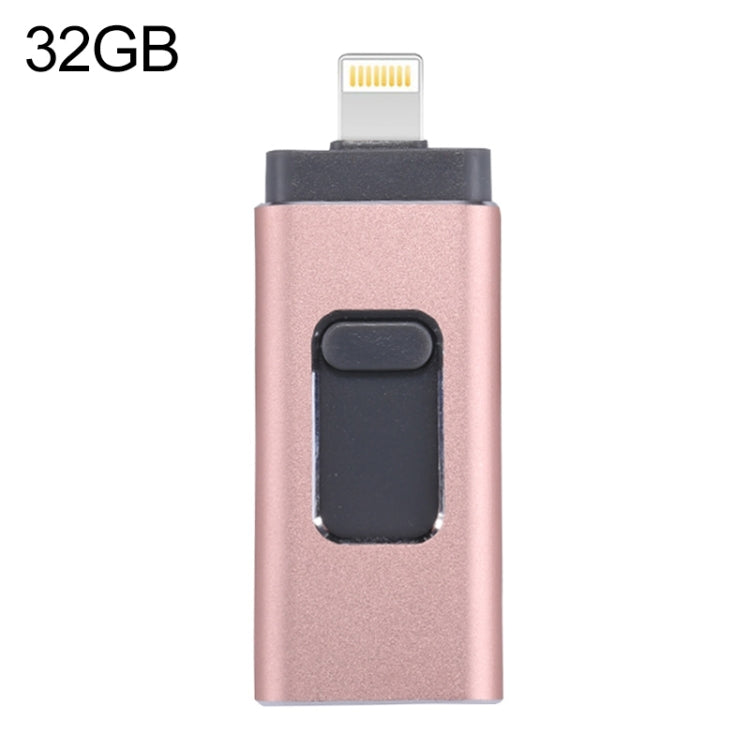 Clé USB 3 en 1 easyflash RQW-01B, 32 Go, USB 2.0, 8 broches et micro USB, or rose