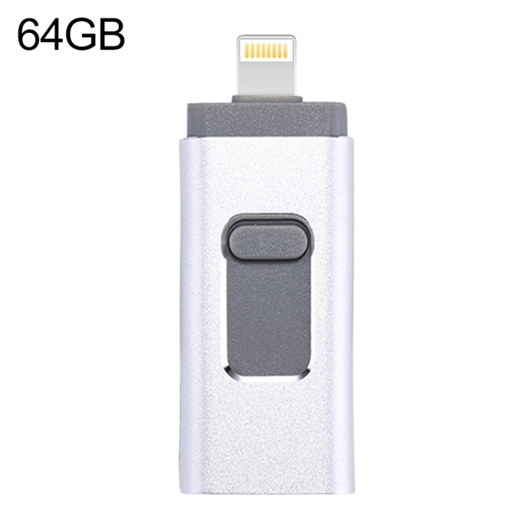Clé USB 3 en 1 easyflash RQW-01B, 64 Go, USB 2.0, 8 broches et micro USB, argent