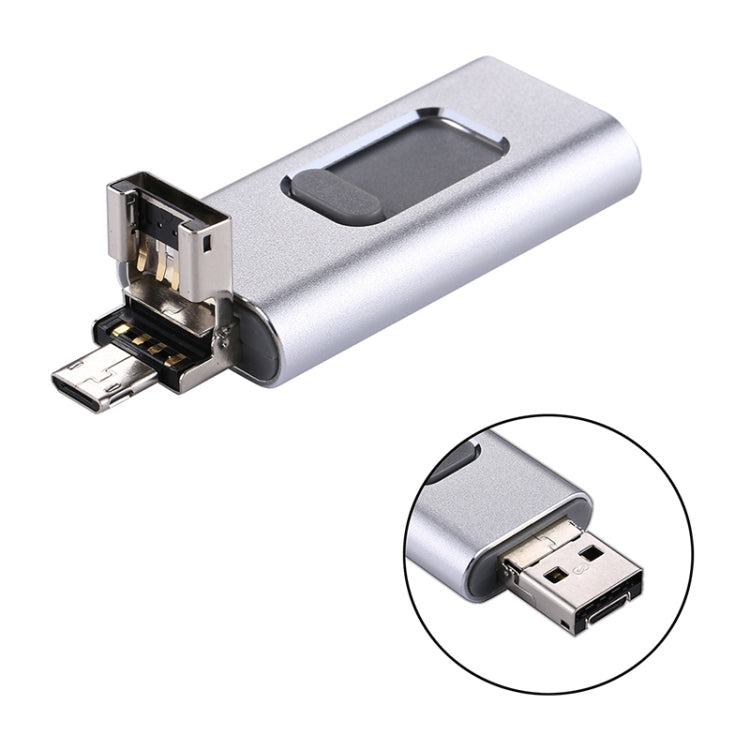 easyflash RQW-01B 3 in 1 USB 2.0 & 8 Pin & Micro USB 128GB Flash Drive, RQW-01B Silver