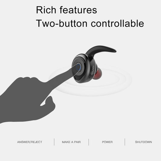 Premium AWEI T1 wireless earbuds in-ear fit demonstration for sports and fitness