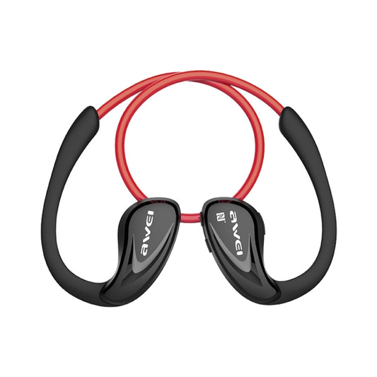 Close-up of AWEI A880BL earbud showing premium build quality and ergonomic ear hook