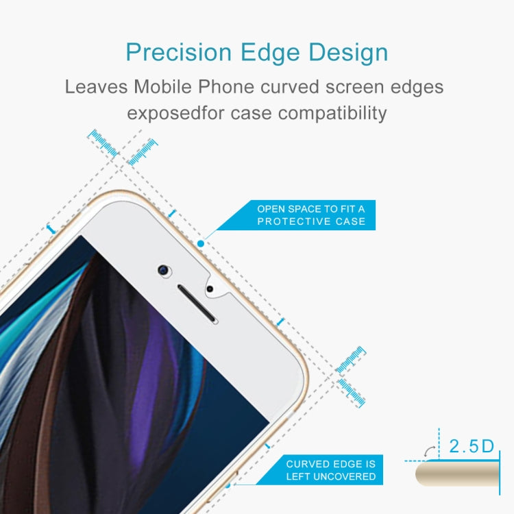 For iPhone SE 2022 / SE 2020 10pcs Large Arc EdgeTempered Glass Film, 10pcs
