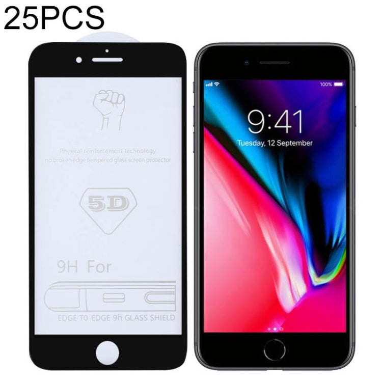 25 PCS 9H 5D Full Glue Full Screen Tempered Glass Film for iPhone 7 Plus / 8 Plus, For iPhone 7 Plus / 8 Plus (25 PCS)