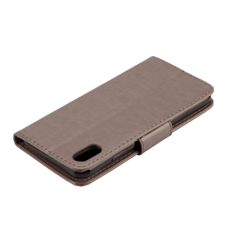 Étui en cuir à rabat horizontal avec motif papillon en relief pour iPhone XR, avec fente pour carte, support, portefeuille et cordon