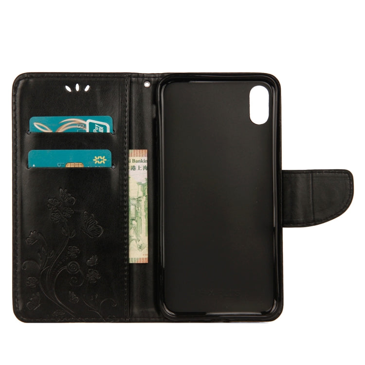 For iPhone XS Max Embossed Butterfly Pattern Horizontal Flip Leather Case with Card Slot & Holder & Wallet & Lanyard, For XS Max