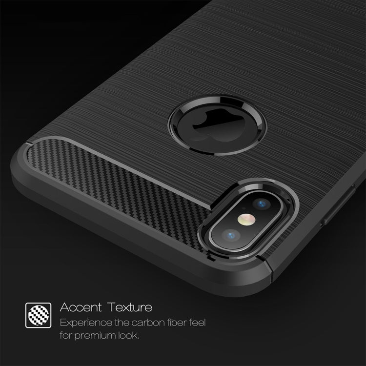 For iPhone XS Max Brushed Texture Carbon Fiber Shockproof TPU Protective Back Case, For iPhone XS Max