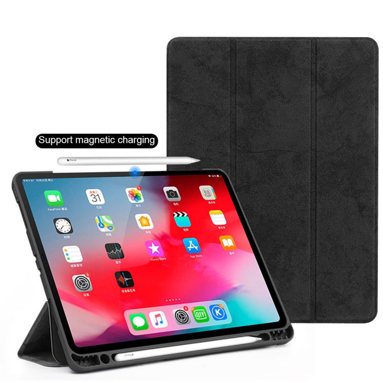 Étui en cuir à rabat horizontal avec emplacement pour stylo, support pliable en trois parties et fonction veille/réveil pour iPad Air 13 2024 / Pro 12.9 (2018), pour iPad Air 13 2024 / Pro 12.9