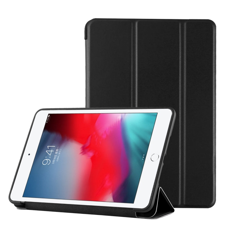 PU Plastic Bottom Case Foldable Deformation Left and Right Flip Leather Case with Three Fold Bracket & Smart Sleep for iPad mini 2019