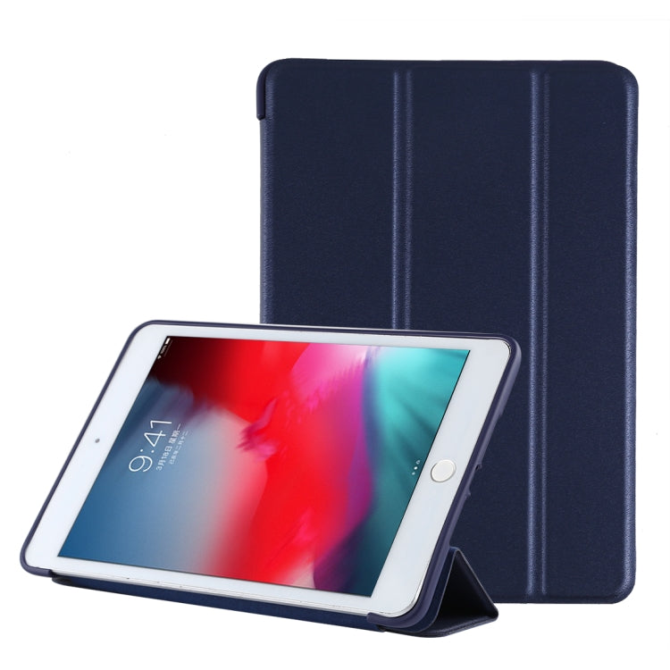PU Plastic Bottom Case Foldable Deformation Left and Right Flip Leather Case with Three Fold Bracket & Smart Sleep for iPad mini 2019