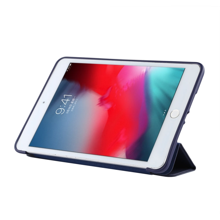 PU Plastic Bottom Case Foldable Deformation Left and Right Flip Leather Case with Three Fold Bracket & Smart Sleep for iPad mini 2019
